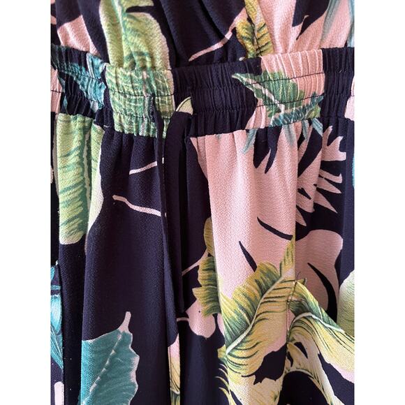 Fashion Nova XS jumpsuit blue & green leaf pattern polyester - Picture 7 of 7